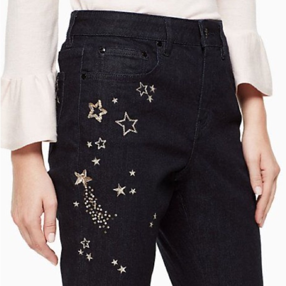 Kate Spade women’s Gold Star Embroidered Jeans NWOT